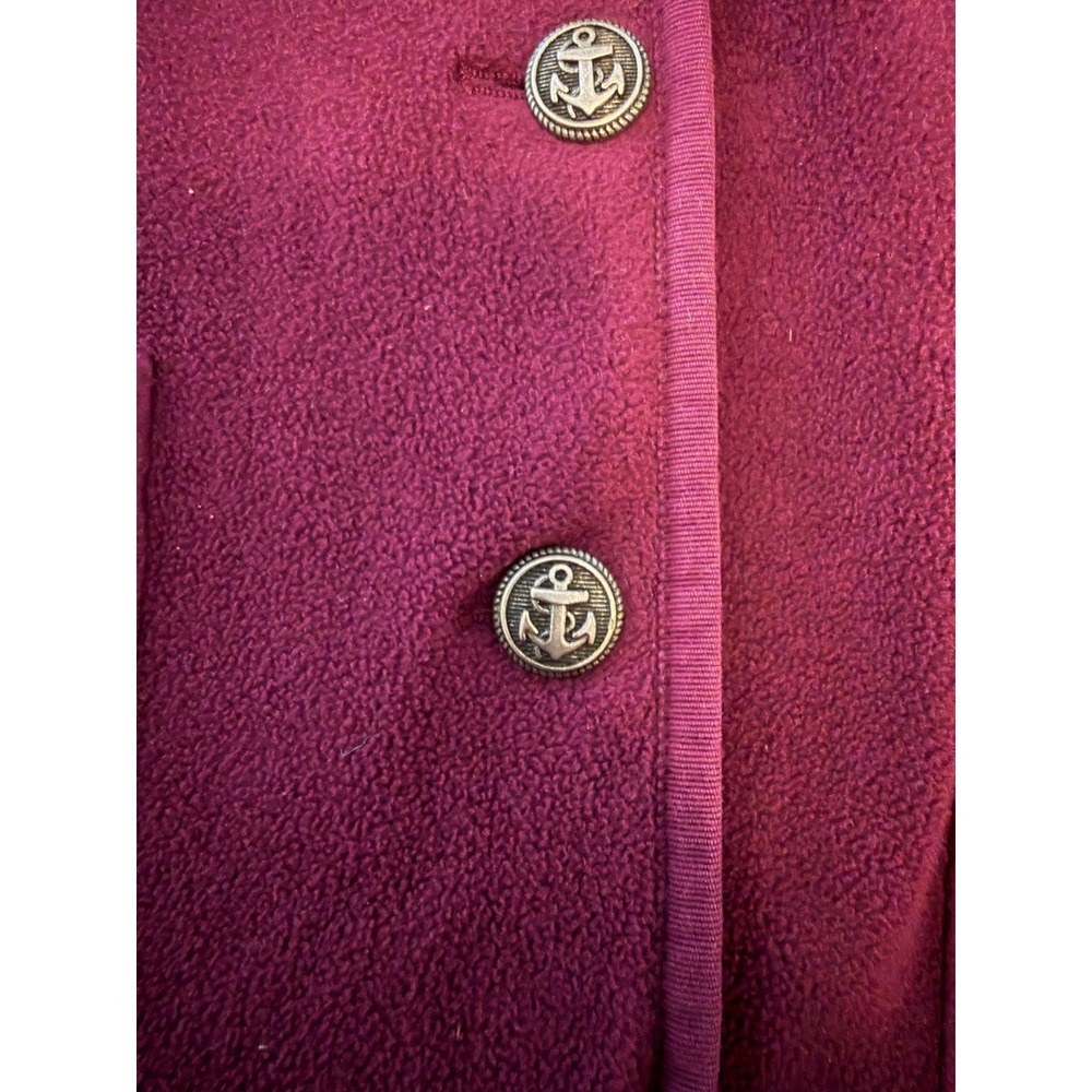 Lands End Womens Fleece Blazer Jacket Berry Pink Anchor Buttons Size M 10-12 - Picture 11 of 13